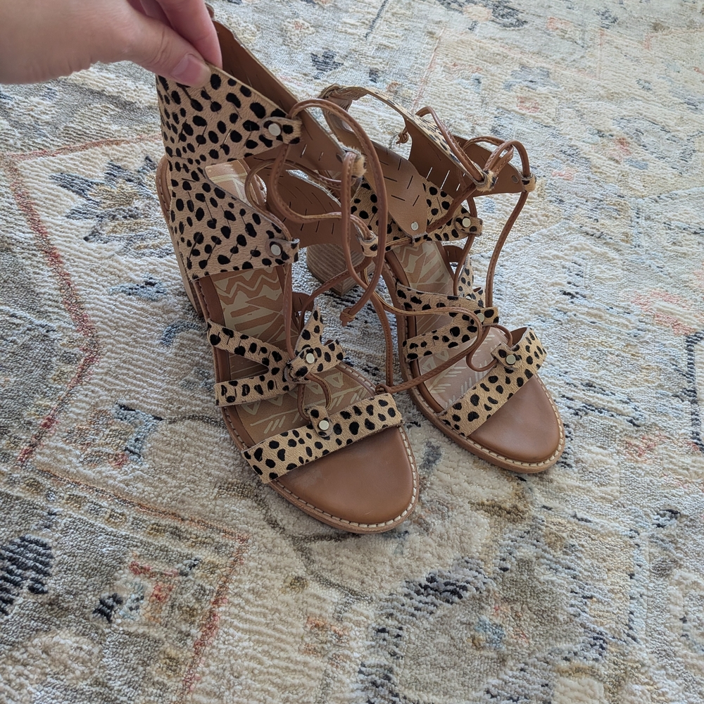 Dolce Vita Leopard Print Lace-Up Heels